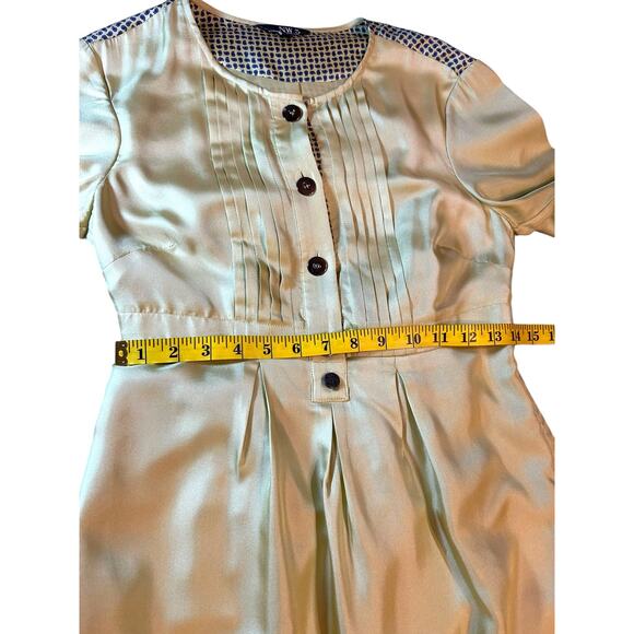 Rare Hobbs NW3 Silk Chartreuse Dress - Size 8 - Picture 6 of 13